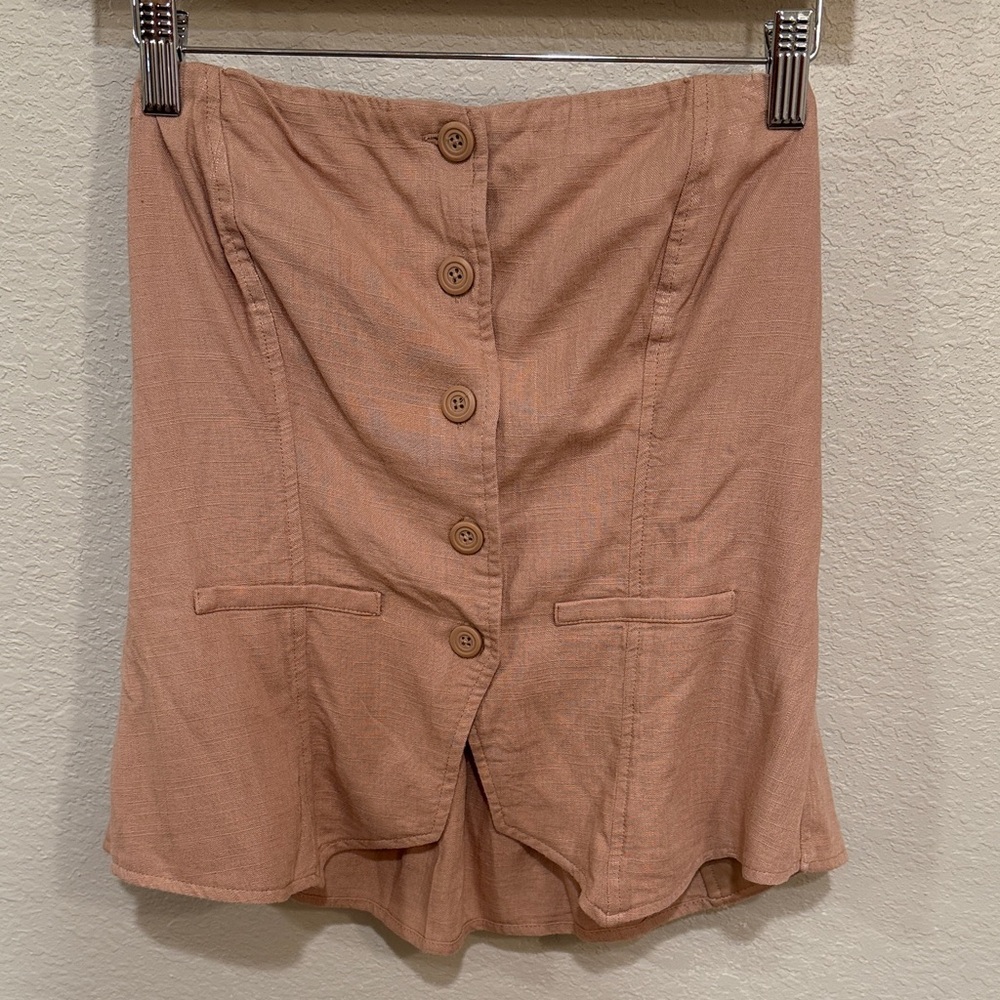 Women's Tan Button-Front Tube Top